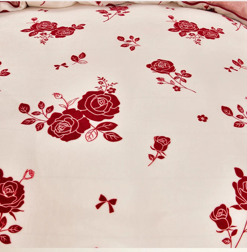 Luxus Fleece Bettwäsche in Champagner Pink, Grösse King 220x240 cm