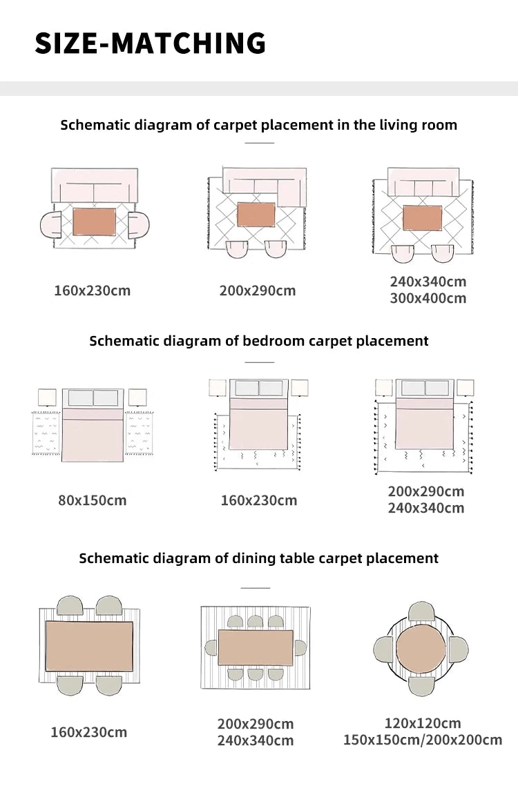 Perserteppich für Wohnzimmer – Leichter Luxus Polyester – Verschiedene Grössen