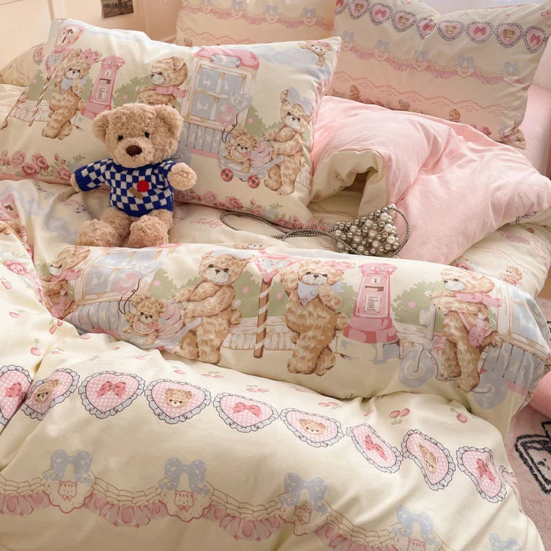 Blumen Bettwäsche Set – Cartoon Polyester – Queen 200x230cm