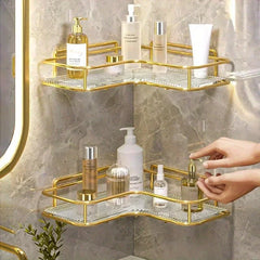 Goldene Badezimmerregale – Edelstahl – Wandmontage