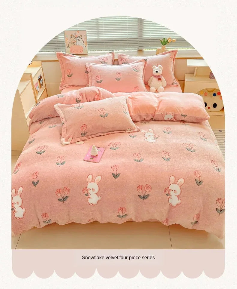 Florale Milchfleece – Moderne Doppelbettdecke 220x240