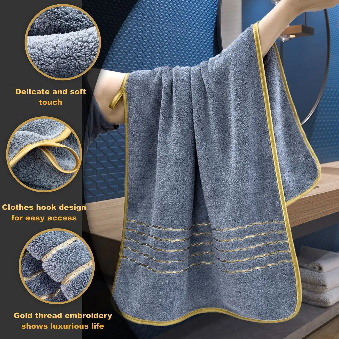 Velour Handtuchset – Sanft, Schnell Trocknend – 70x140 cm