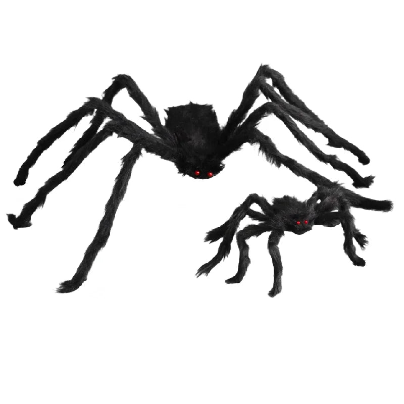 Halloween Riesenspinne – Schwarze Wolle – 30-200cm Deko
