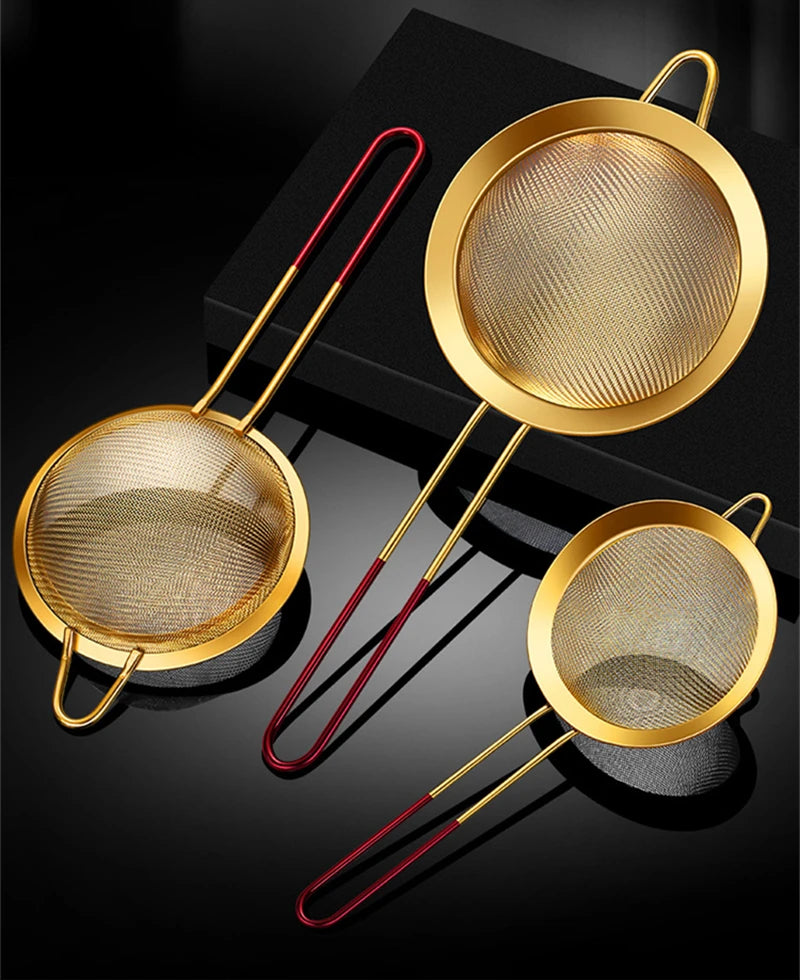 Feinmaschiges Sieb – Gold-Edelstahl – 3 Grössen