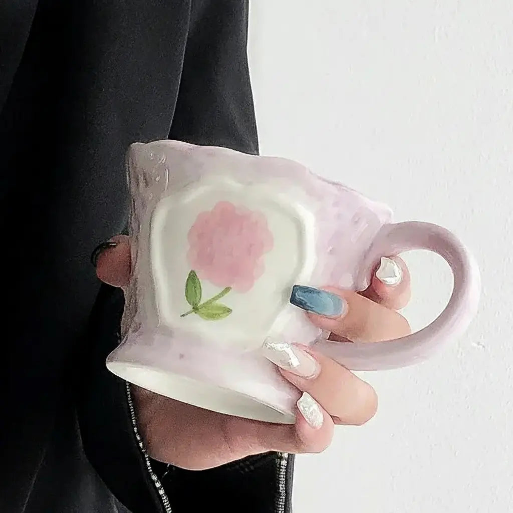 Keramikbecher – Retro Handbemaltes Design 9.5x7.5cm