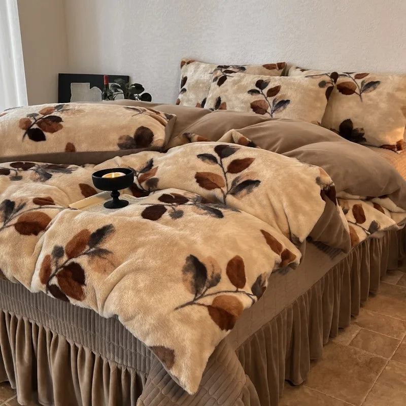 Samt-Bettwäsche-Set – Winterwärme – Doppel Queen Grösse