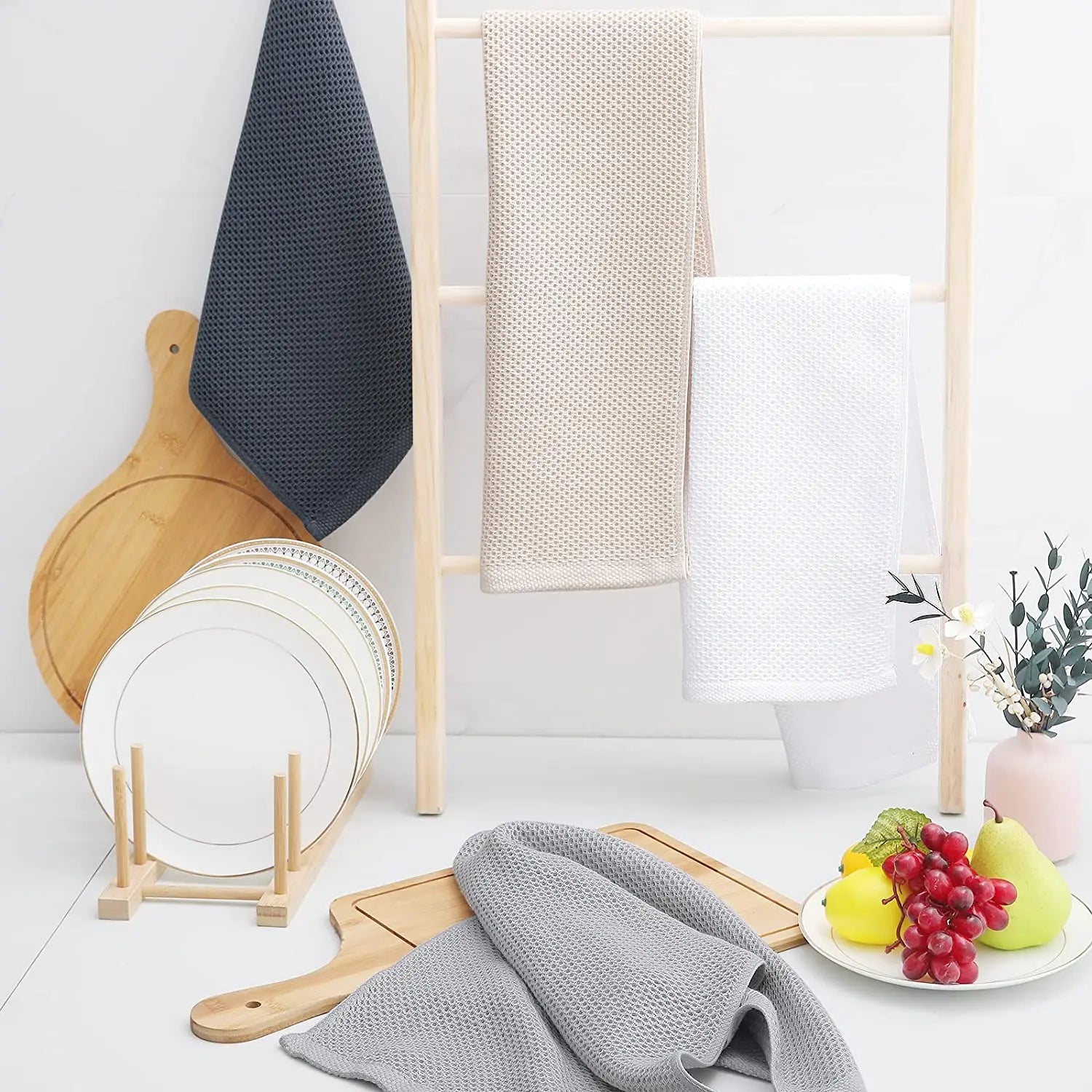 Reines Baumwoll-Küchentuchset – Waffelstruktur – 30x30cm