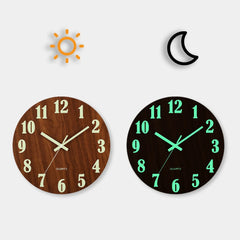 Leuchtende Wanduhr – Bambus & Holz – 12 Zoll