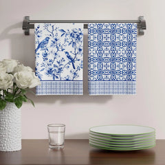 Geschirrtücher – Blau-Weiss Porzellan Design – 40x60cm Set