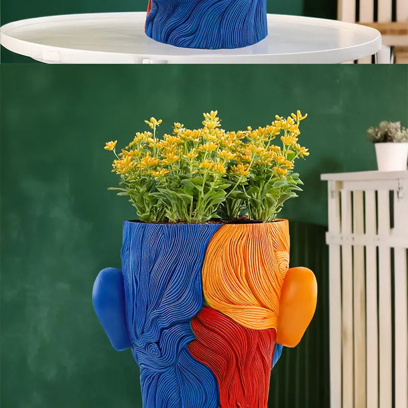 Fauvism Blumentopf – Kunstharz Design – 15cm Blau