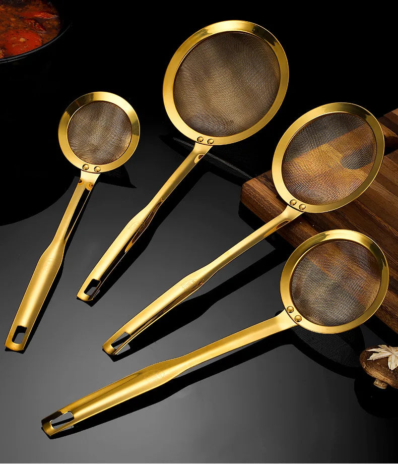 Edelstahl-Skimmer – Goldenes Netz-Design – 5 Grössen