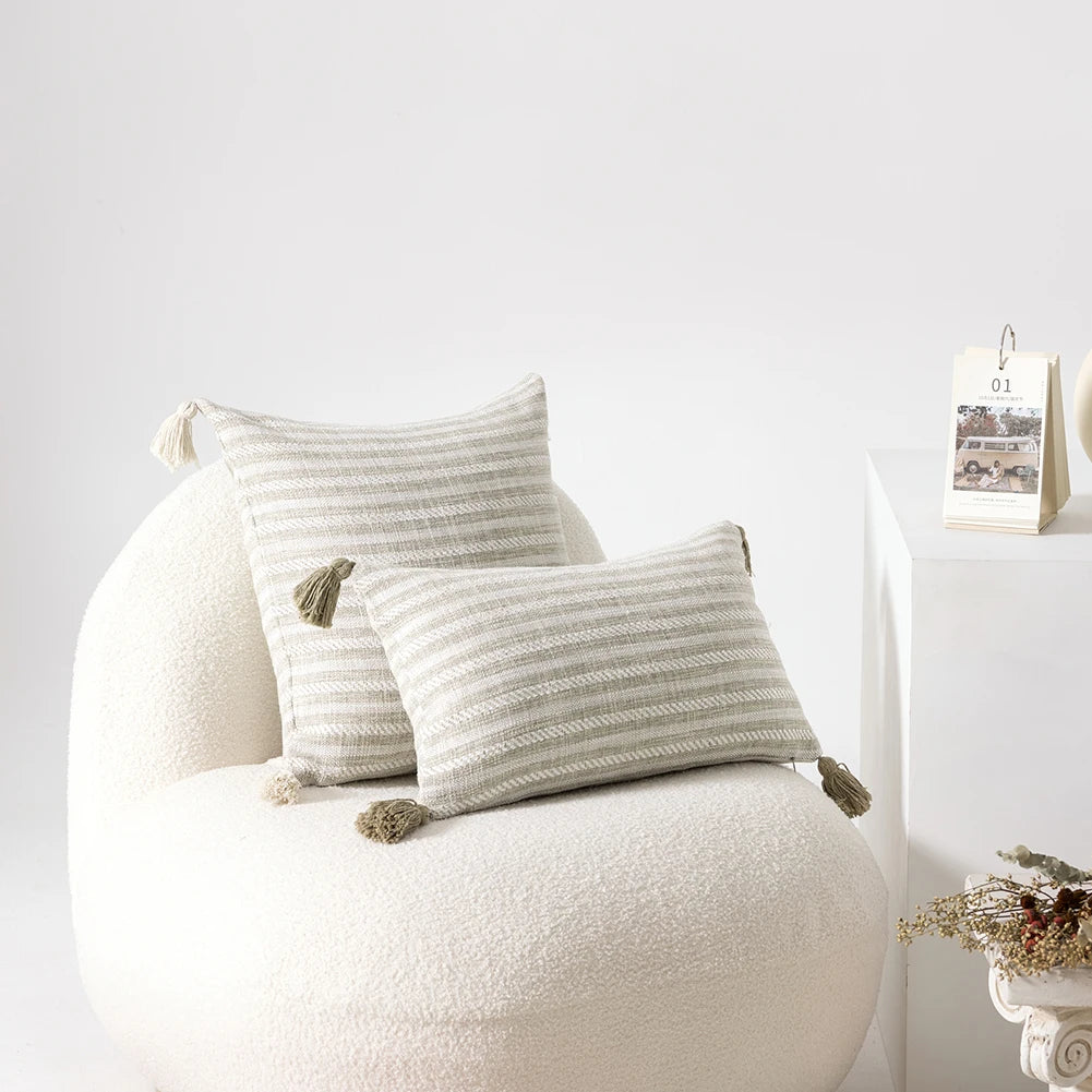 Kissenbezug – Nordische Boho Streifen – 45x45cm Polyester