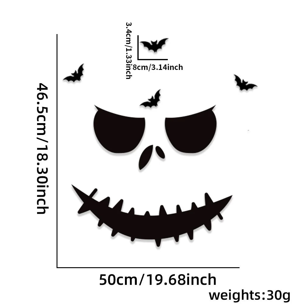 Halloween-Aufkleber – Filzskelett & Kürbis – Türdeko