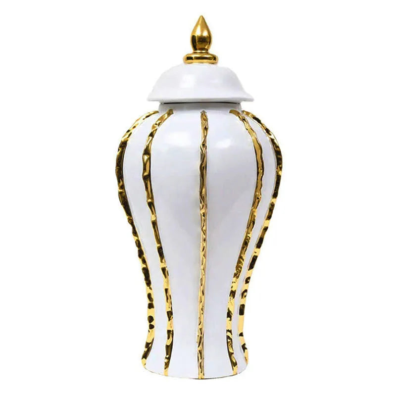 Keramik Ginger Jar – Goldstreifen Design 18x36cm