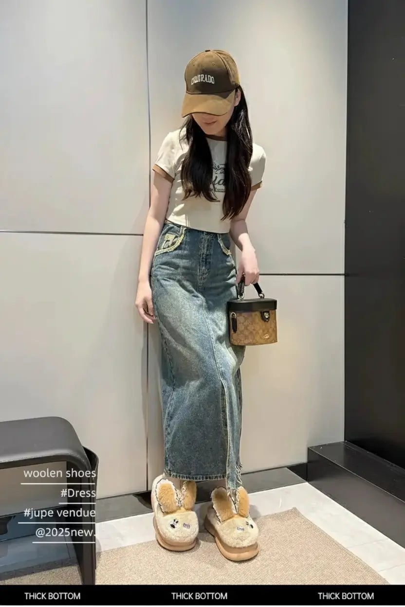 Baumwollpantoffeln – Tiermuster Pelz – Indoor Winter