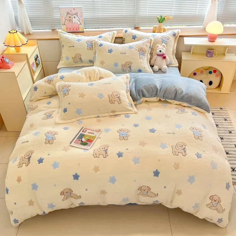 Florale Milchfleece – Moderne Doppelbettdecke 220x240