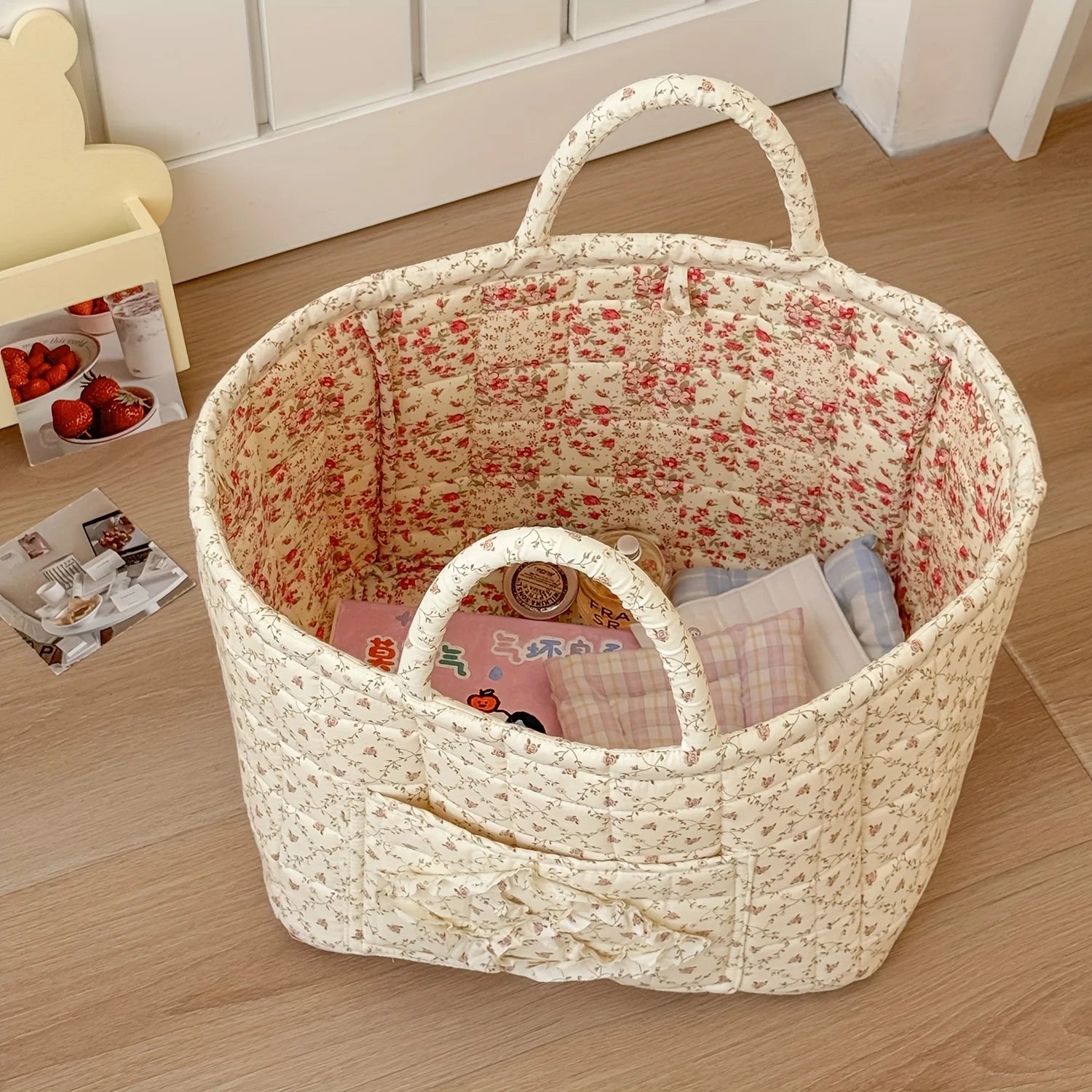 Wäschekorb - Ländliches Blumendesign - Gross & Faltbar