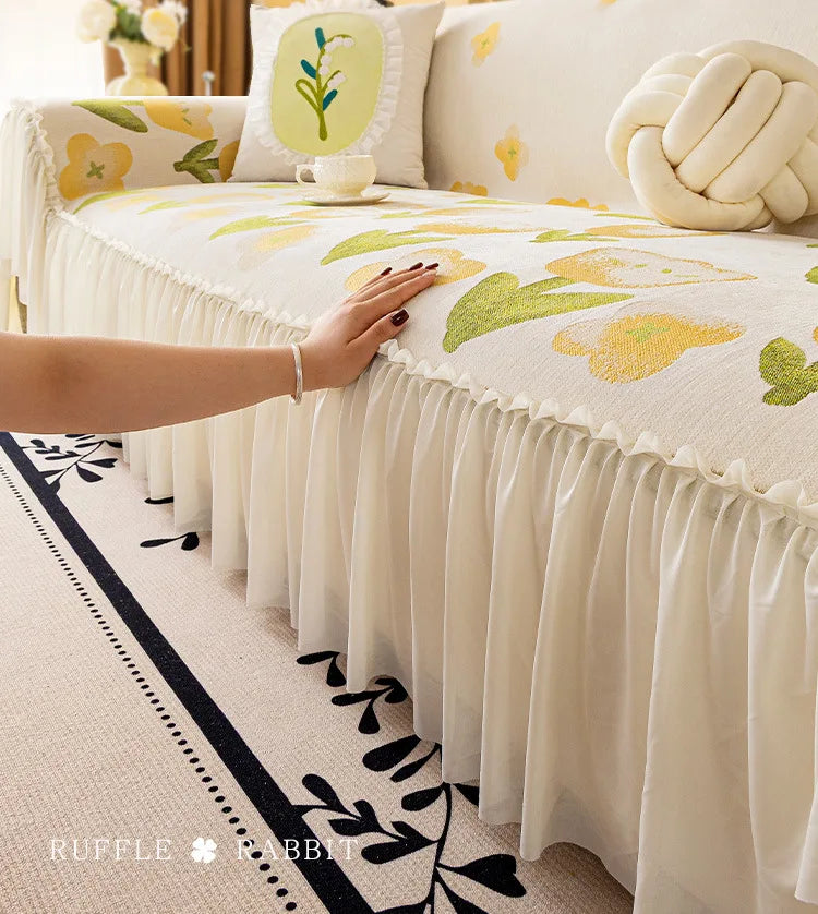 Sofaüberwurf – Florales Chenille – Anti-Rutsch 180x180cm