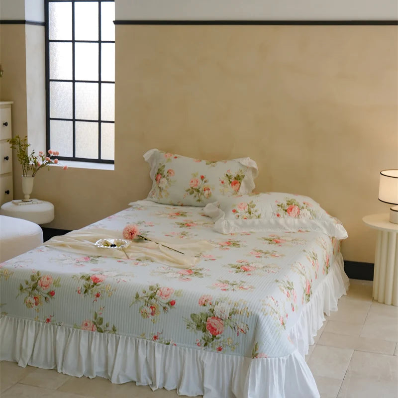 Florale Baumwoll-Bettwäsche – Französischer Landhausstil, King/Queen
