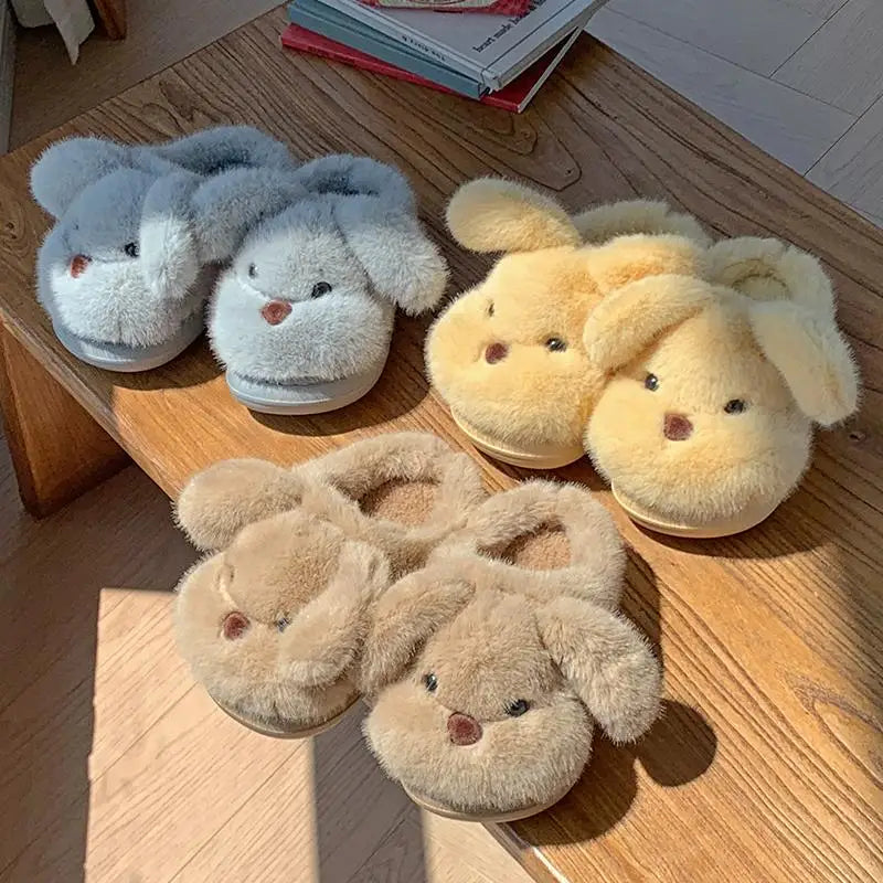 Cartoon-Welpen-Hausschuhe – Flauschige Kunstfellgemütlichkeit