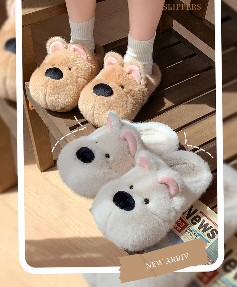 Fluffy Dog Hausschuhe – Kunstfell Cottage Stil – Für Drinnen