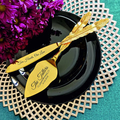 Hochzeitskuchen-Messer Set – Gold Metall Gravur – Jubiläum