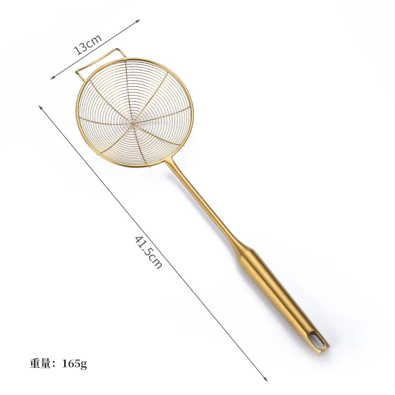 Edelstahl Schaumlöffel – Gold Design – 13-19.5cm Stiel