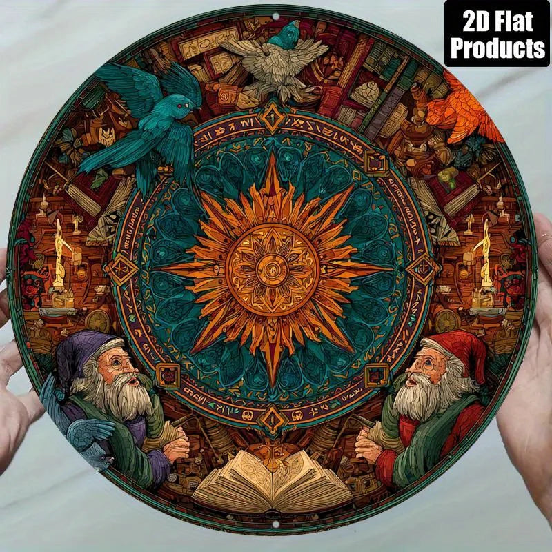 Vintage Wandplatte – Türkisblau & Golden Aluminium – 20x20cm