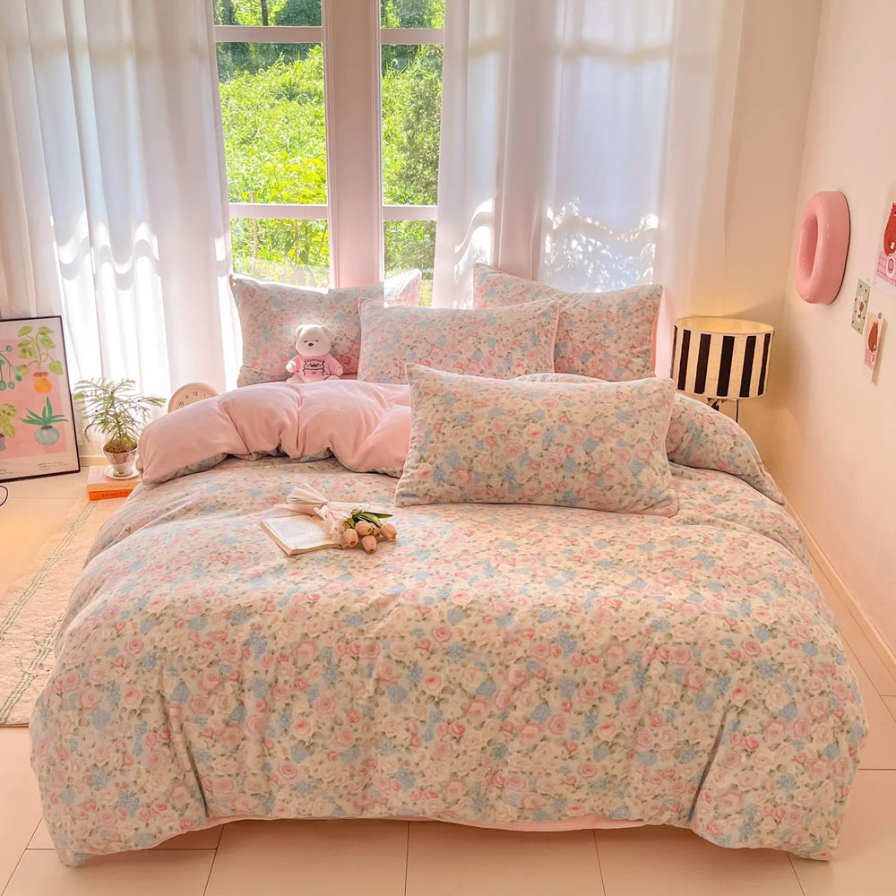 Mehrfarbiger Fleece-Bettbezug aus Polyester, modern, Grösse 200x230 cm