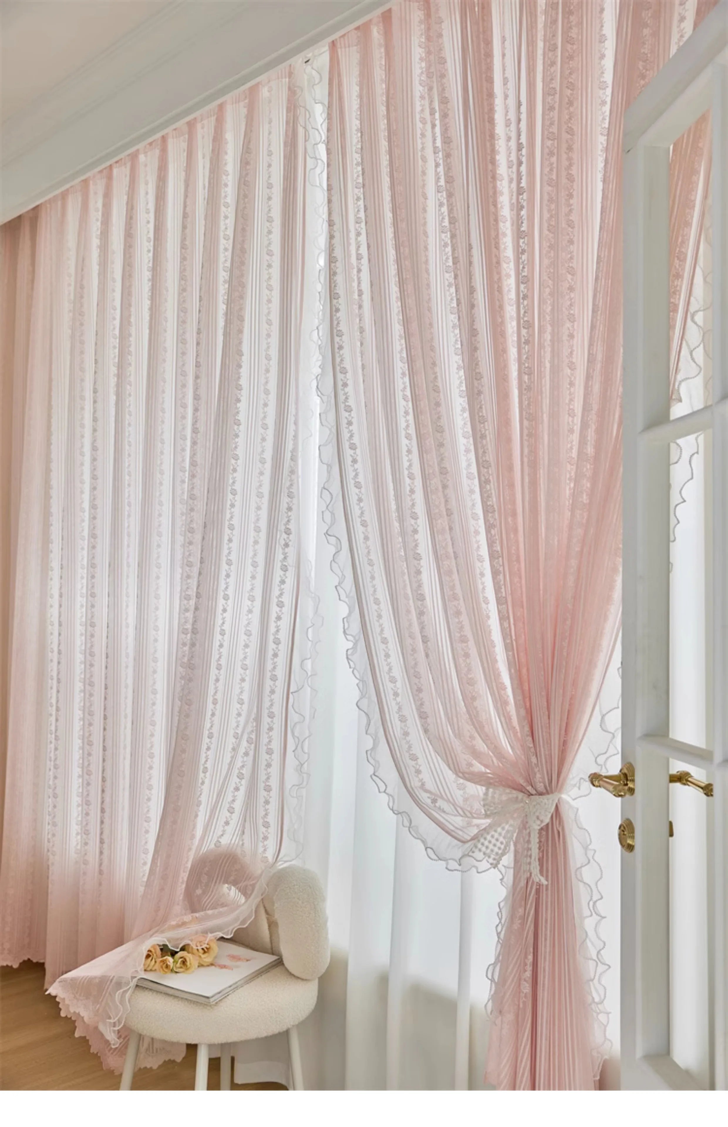 Transparente Prinzessinnen-Vorhänge – Jacquard-Design – Luxus-Wohnzimmer