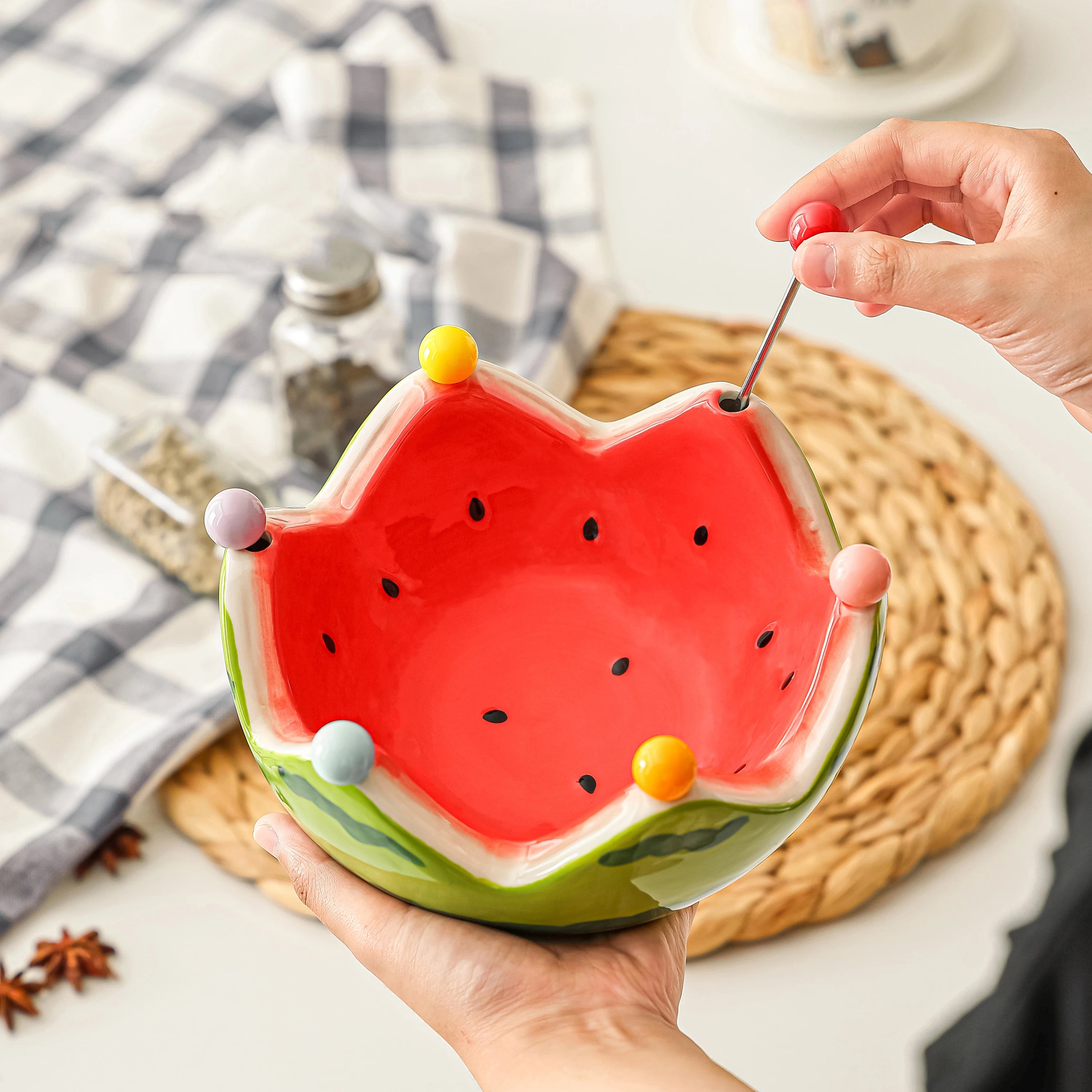 Keramikteller Set – Wassermelonen Design – Hohe Kapazität