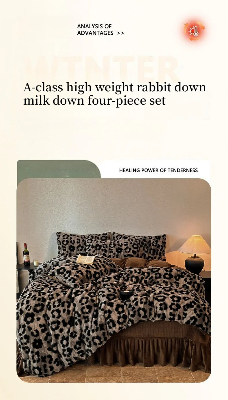 Samt-Bettwäsche-Set – Winterwärme – Doppel Queen Grösse