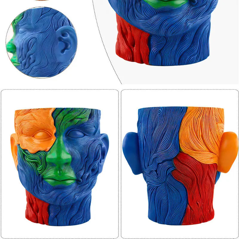 Fauvism Blumentopf – Kunstharz Design – 15cm Blau