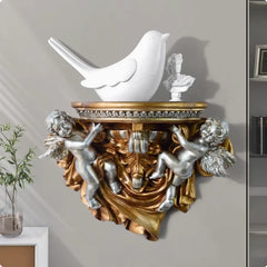 weisses Regal aus Harz im europäischen Stil mit 3D-Muster für Wände