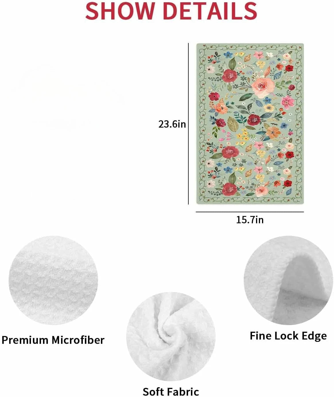 Sage Green Floral Geschirrtücher - Mikrofaser 40x60cm