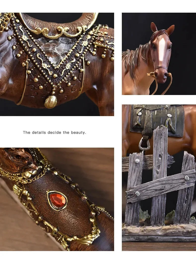 Sammlerstück Pferdefigur – Resin Volkkunst – Wohnaccessoire