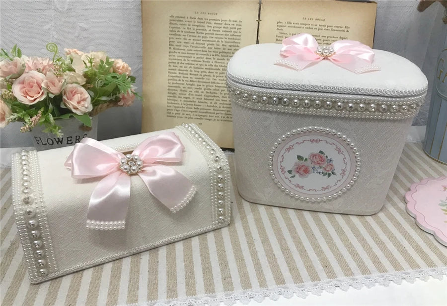 Samt Aufbewahrungsbox – Retro-Design – Perlenbesatz