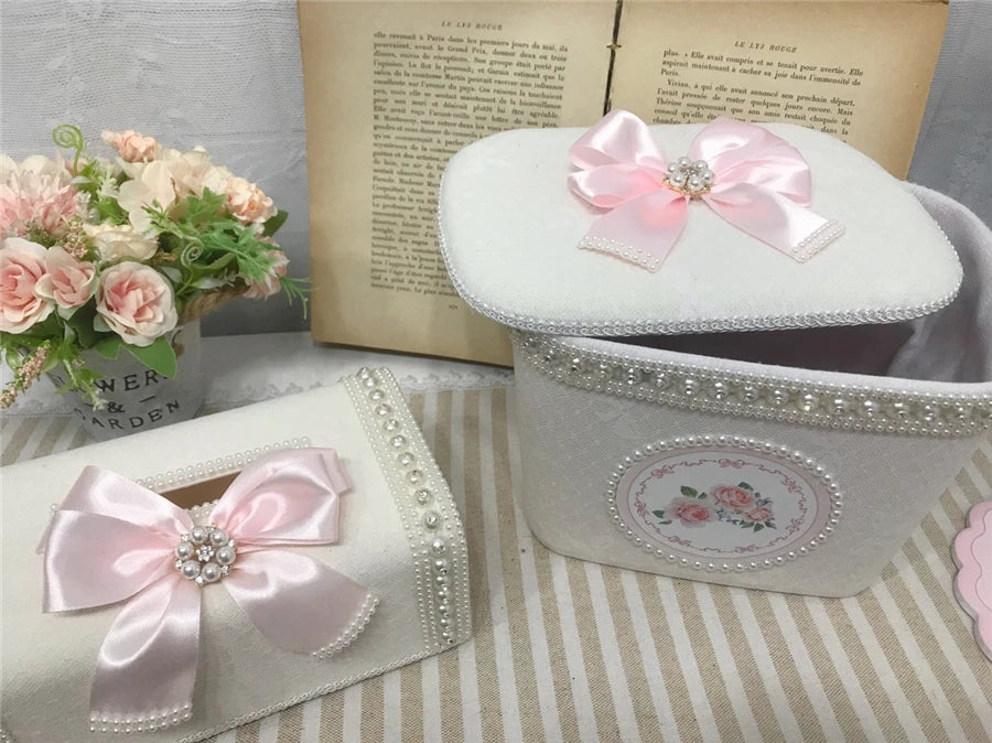 Samt Aufbewahrungsbox – Retro-Design – Perlenbesatz