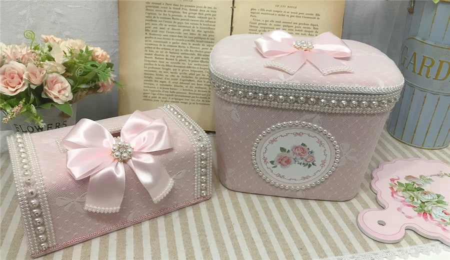 Samt Aufbewahrungsbox – Retro-Design – Perlenbesatz