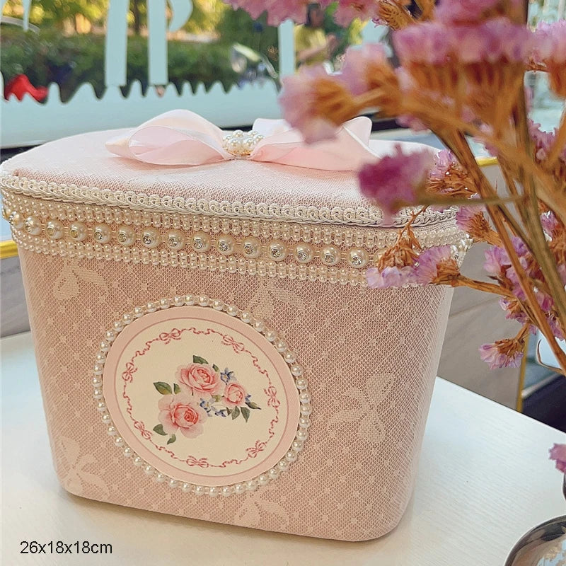 Samt Aufbewahrungsbox – Retro-Design – Perlenbesatz