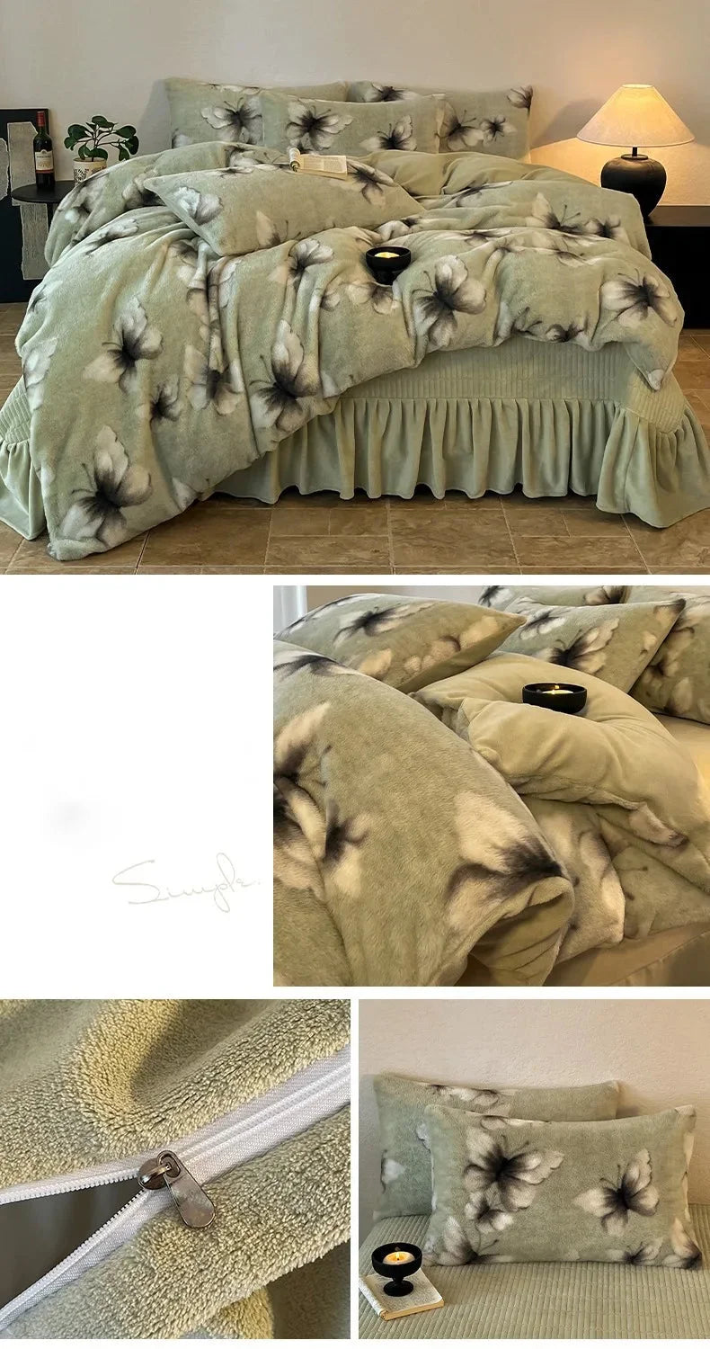 Samt-Bettwäsche-Set – Winterwärme – Doppel Queen Grösse