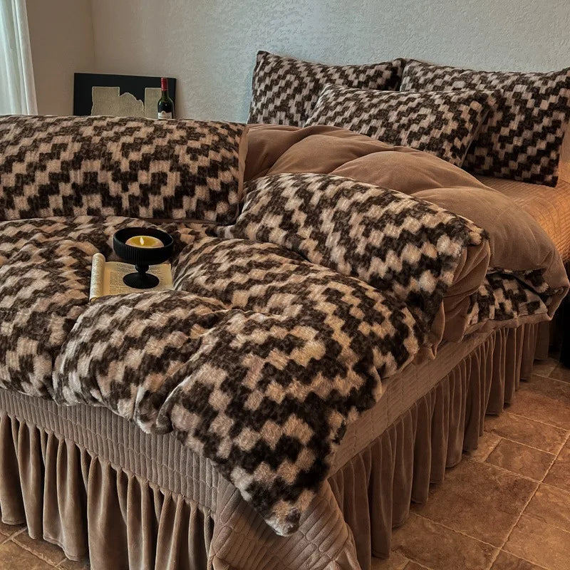 Samt-Bettwäsche-Set – Winterwärme – Doppel Queen Grösse