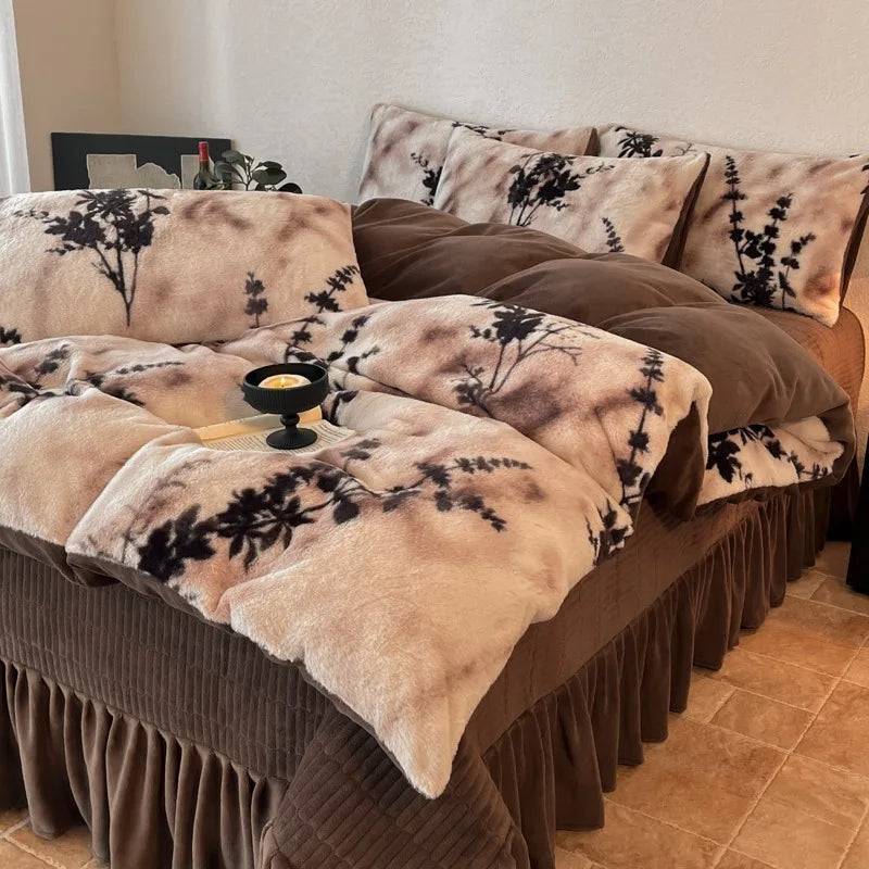 Samt-Bettwäsche-Set – Winterwärme – Doppel Queen Grösse