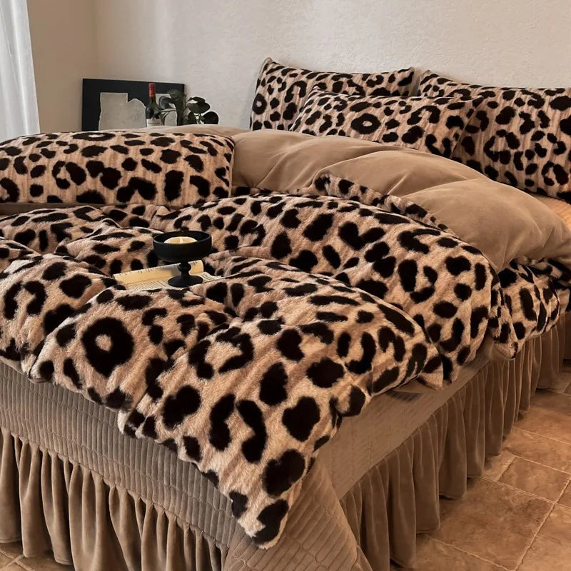 Samt-Bettwäsche-Set – Winterwärme – Doppel Queen Grösse