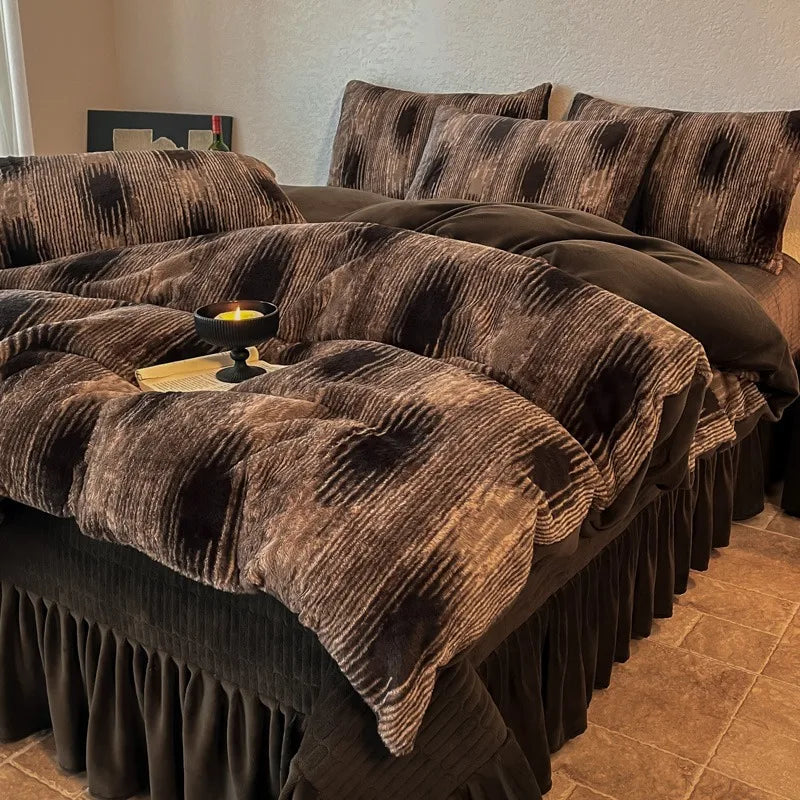 Samt-Bettwäsche-Set – Winterwärme – Doppel Queen Grösse