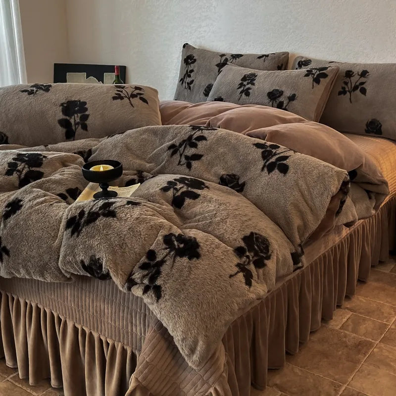 Samt-Bettwäsche-Set – Winterwärme – Doppel Queen Grösse