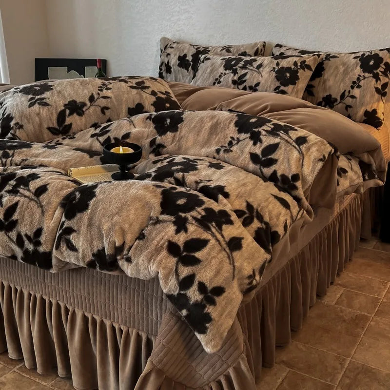 Samt-Bettwäsche-Set – Winterwärme – Doppel Queen Grösse