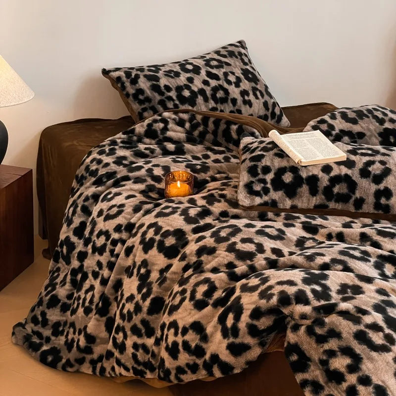 Samt-Bettwäsche-Set – Winterwärme – Doppel Queen Grösse