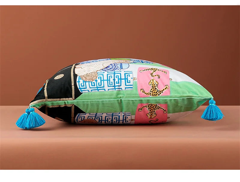 Samt Kissenbezug chinesischer Stil, Farbe wie abgebildet, Grösse 60x60 cm