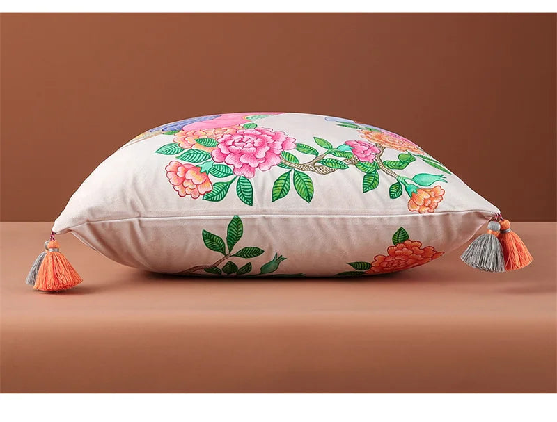 Samt Kissenbezug im chinesischen Stil mit Tierdruck in Farbe: wie abgebildet, Grösse: 60x60 cm